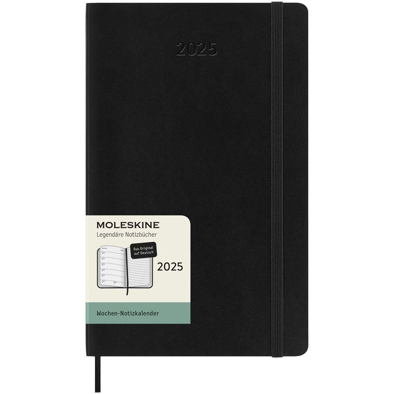 Moleskine 12 måneders ukeskalender stor, mykt omslag, tysk