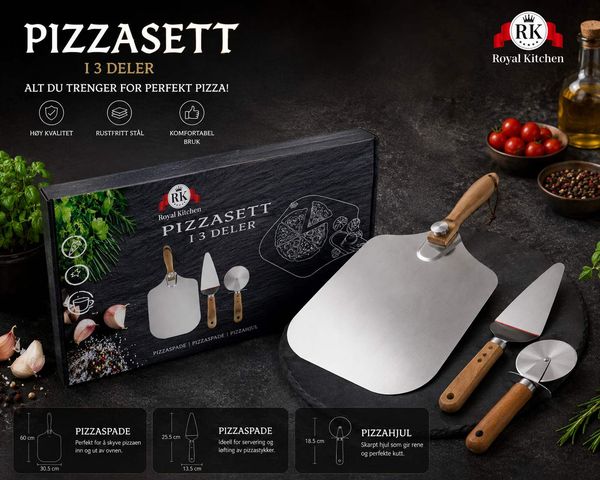 Hovedbilde Royal Kitchen pizzasett i 3 deler