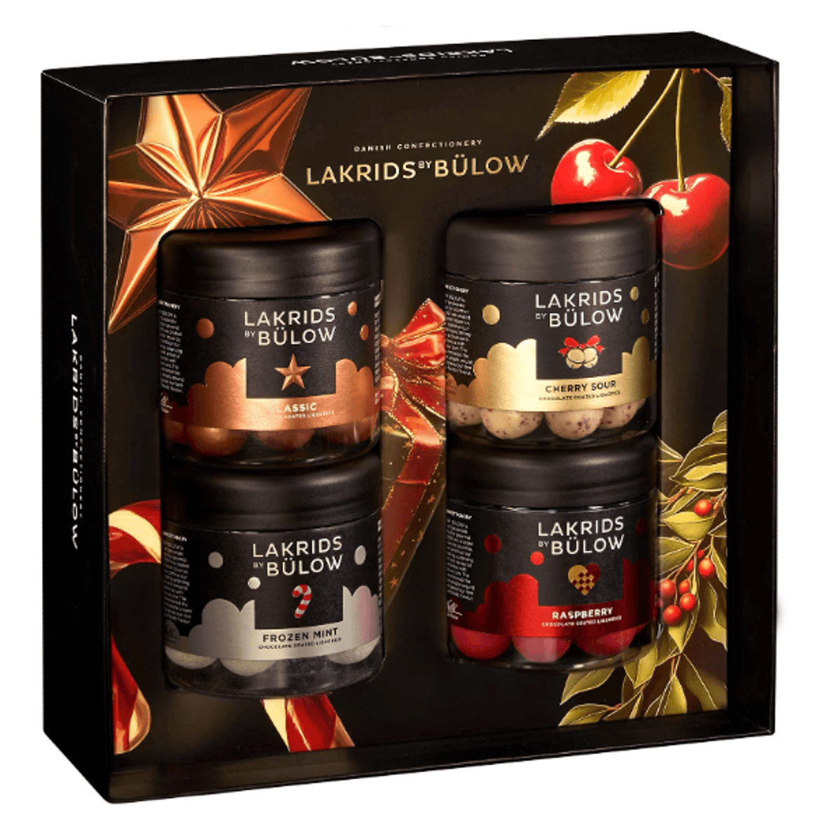 Lakrids by Bülow Black Box (Classic, Cherry Sour, Frozen mint, Rasberry) 460g