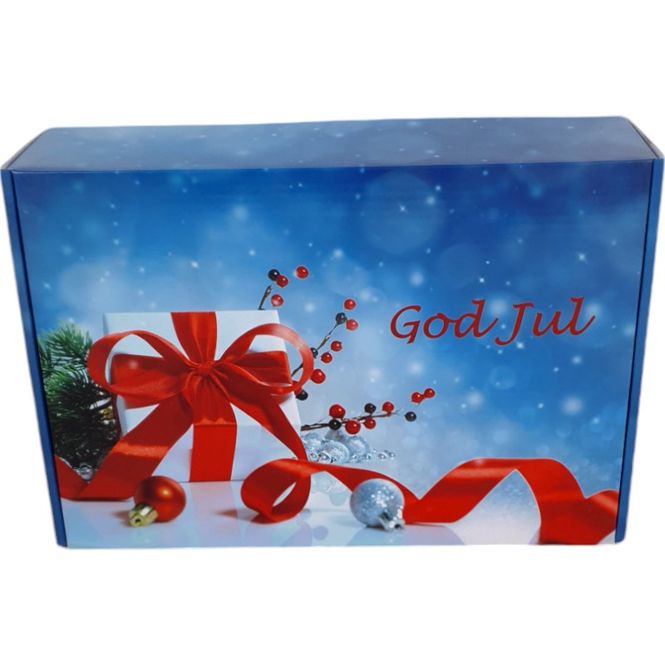 Hovedbilde Gaveeske God Jul blå (27,5 x 19 x 8,5 cm)