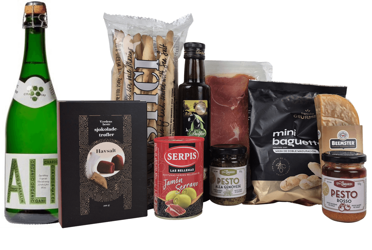 Tapaspakke Spesial pluss med sprudlevann